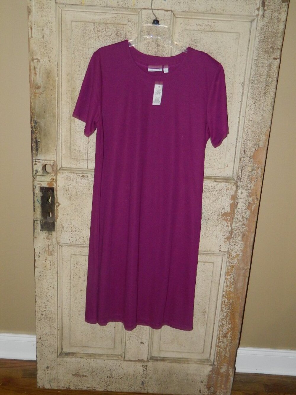 Susan Graver Purple Short Sleeve Dress Sz XL (V-43)